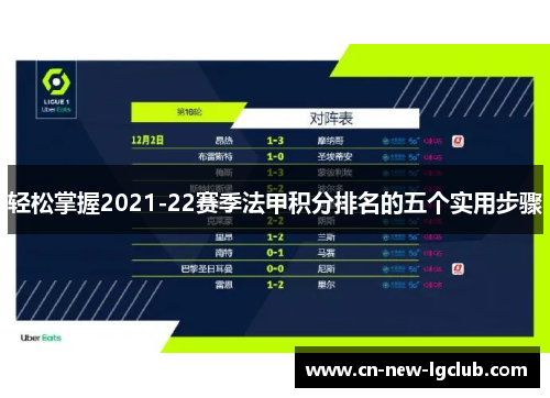 轻松掌握2021-22赛季法甲积分排名的五个实用步骤